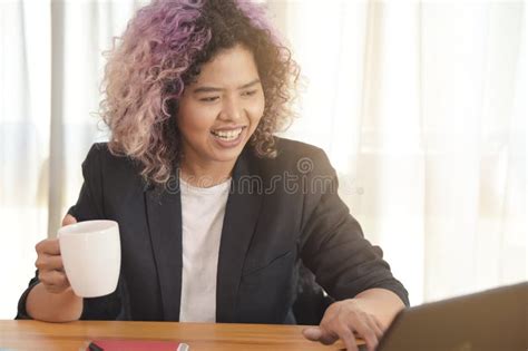 Portrait of Female Executive Sitting at Her Desk Stock Image - Image of ...