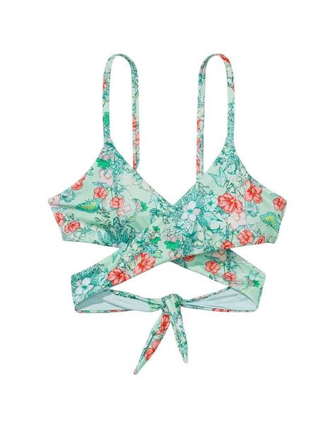 Cutout Detaylı Üçgen Bikini Üstü Kelebekli Çiçek Desenli VS26473543 Victoria s Secret Swim