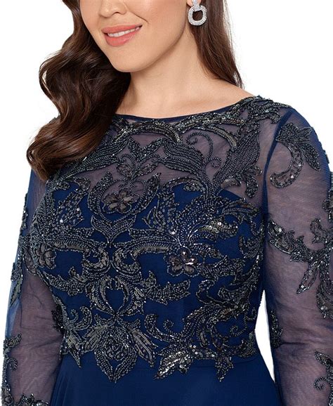 Xscape Plus Size Embellished Illusion Gown Macys