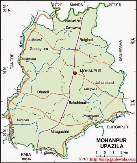 Mohanpur Upazila Map Rajshahi District Bangladesh