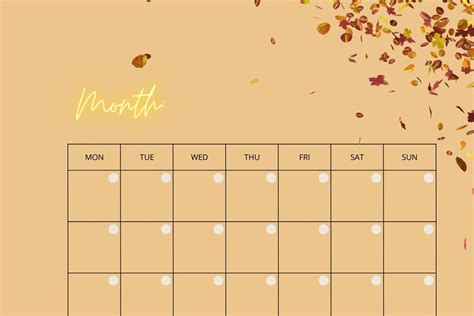 Fall Calendar Template - Etsy