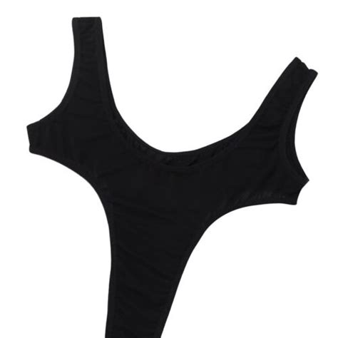 Womens See Through One Piece Swimwear Sexy Super High Cut Thong Leotard