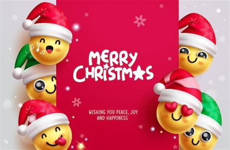 Feliz Navidad Texto Vector Plantilla Diseño Navidad Emojis Emoticonos Y