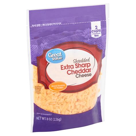 Great Value Shredded Extra Sharp Cheddar Cheese, 8 oz - Walmart.com