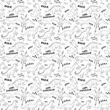 Dino Seamless Pattern Background Dinosaur Dino Vector Background