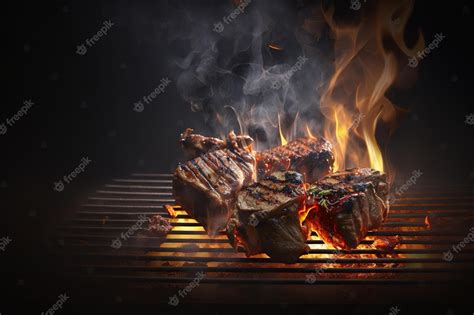 Premium Photo | A grill with a fire on it