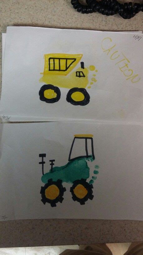 Tractor handprint art for infants | Handprint art, Craft room, Crafts