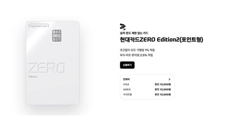 현대카드제로에디션2 포인트형 전월실적없는신용카드 추천 애플페이 Zero Edition2 파인디스트