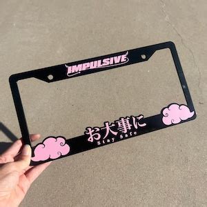 Pink Stay Safe License Frames Jdm Plate Frame Anime Car Accessories