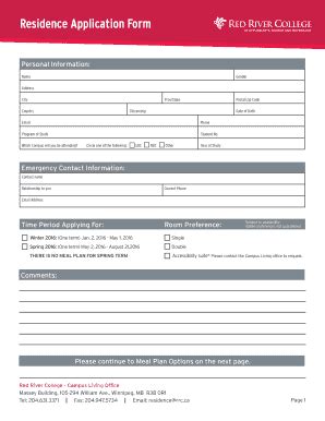 Fillable Online Residence Application Form Blogsrrcca Fax Email Print