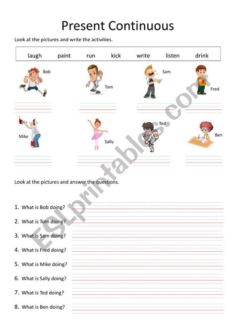 Present Continuous Esl Worksheet By Lizady