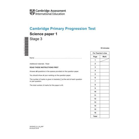 Jual Cambridge Primary Stage 3 Science Progression Test Papers Jakarta Barat Cambridge