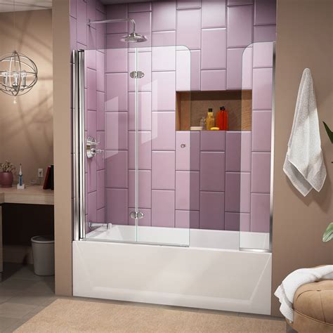 Dreamline Aqua Fold 56 60 In W X 58 In H Frameless Bi Fold Tub Door With Extender Panel In