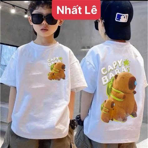 Áo bé trai in CAPYBARA siêu hot chất cotton mềm mịn thấm hút mồ hôi cho bé từ 10 55kg