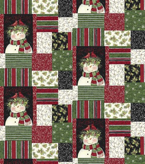 Holiday Inspirations Fabric Susan Winget Snowman Cardinal Patch Joann