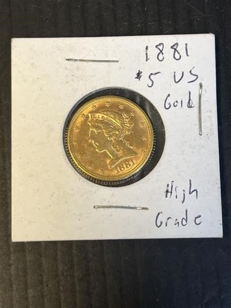 1881 $5 US Gold Coin | Live and Online Auctions on HiBid.com