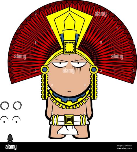 Funny Aztec Kid Mexican God Cartoon Set In Vector Format Stock Vector