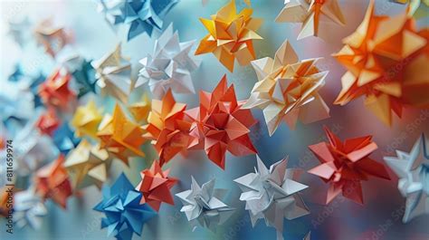 Colorful Origami Stars Made Of Paper Origami Is The Art Of Folding