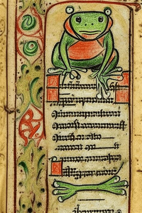 Medieval Manuscript Frog Drawing · Creative Fabrica