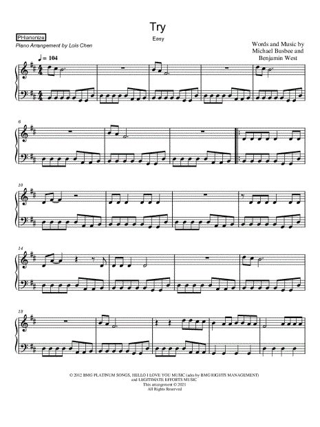 Phianonize Try Easy Sheet Music Piano Solo In B Minor Download