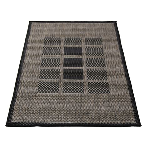 Hufflett 80 X 150cm Windows Grey Ceduna Polypropylene Flat Weave Rug