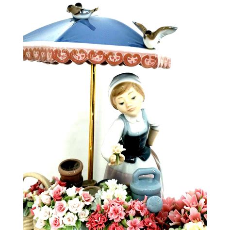 Lladro Flowers Of The Season Female Flower Cart Figurine 1454 Mint No