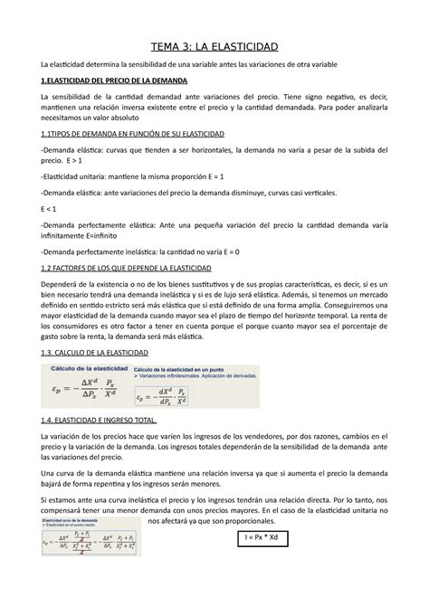 Tema Eco Apuntes Pymes Tema La Elasticidad La Elasticidad