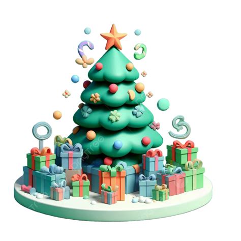 árbol De Navidad Verde Con Regalos Al Lado Png Navidad 3d Decoración Png Imagen Para