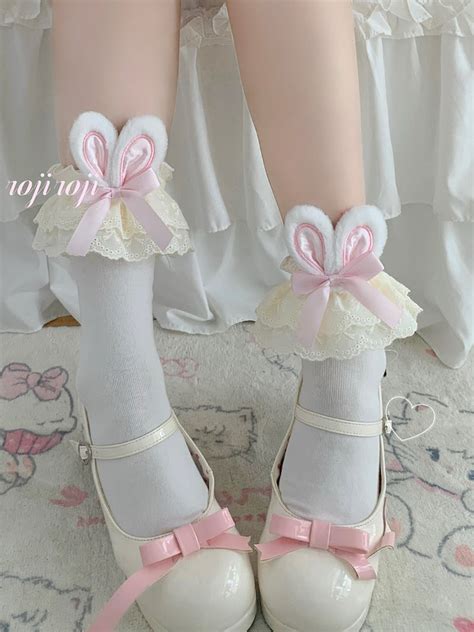 Cotton Lolita Bunny Ear Socks Summer Bow Short Socks 42lolita