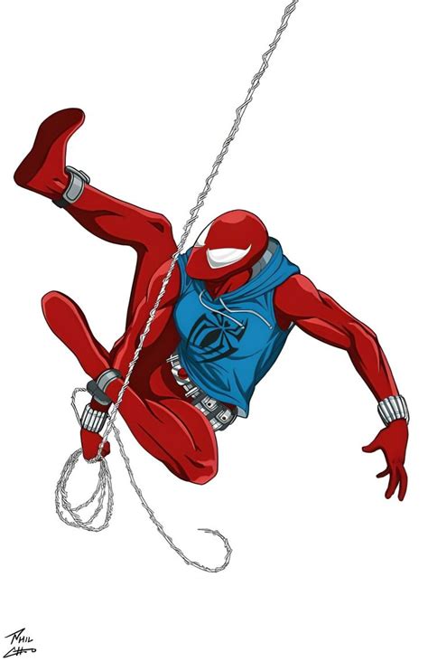 A Drawing Of A Spider Man Hanging From A Rope With His Hands In The Air