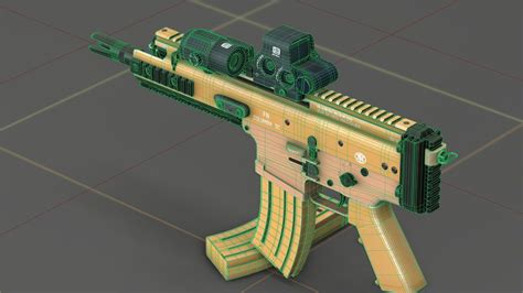 3D model FN Scar 15P with Eotech Optics VR / AR / low-poly | CGTrader