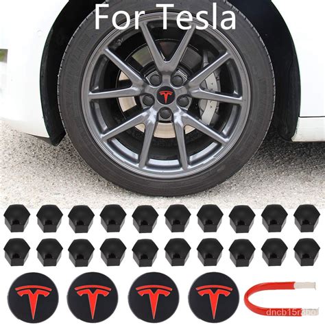 For Tesla Aluminum Model S X Wheel Center Caps Hub Cover Screw Cap