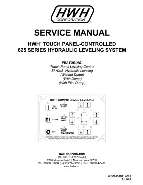 HWH 625 Series Leveling System Service Manual Manualzz