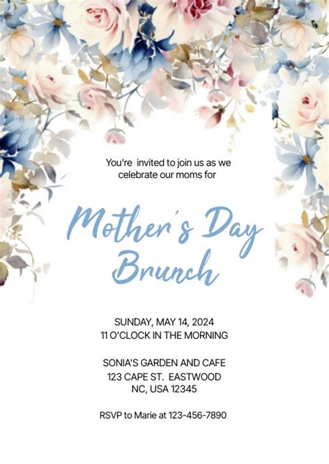 Floral Mothers Day Brunch Invitation Template Postermywall