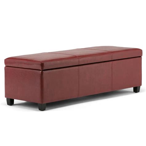 Simpli Home Avalon Red Large Storage Ottoman Bench Axcf18 Rd The Home