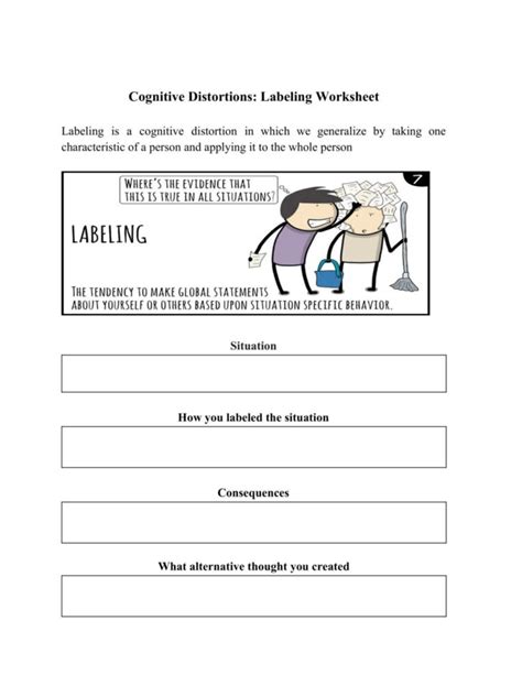 Cognitive Distortions List With Examples Coping Skills Worksheets