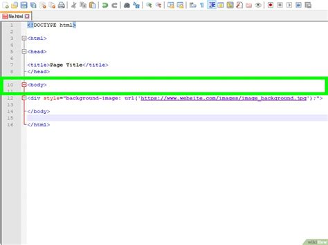 How To Put Image Background In Html Using Notepad