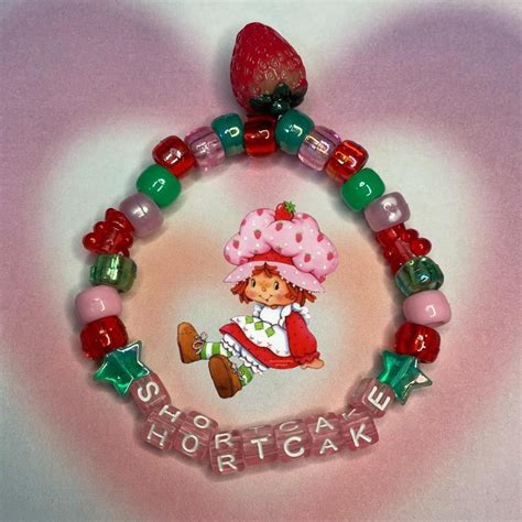 Y K Strawberry Shortcake Kandi Bracelet Handmade Depop In