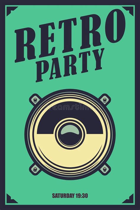 Retro Party Poster Template With Retro Style Boombox Stock