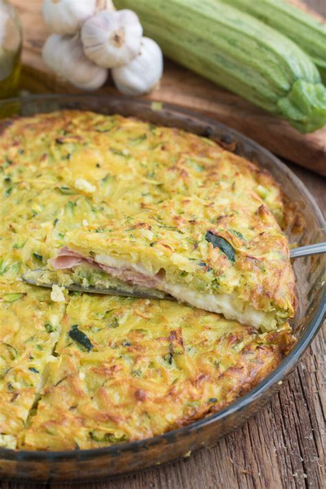 Tortino Di Patate E Zucchine Con Prosciutto E Formaggio Al Forno