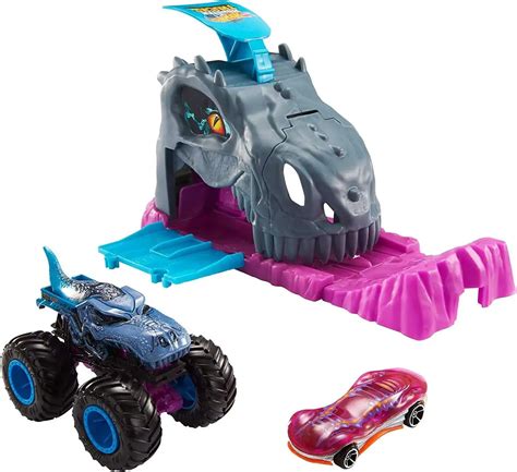 Hot Wheels Monster Trucks Pit Launch Team Mega Wrex Set Mattel Toys