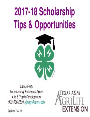 Fillable Online Texas H Scholarship Program Texas A M Agrilife