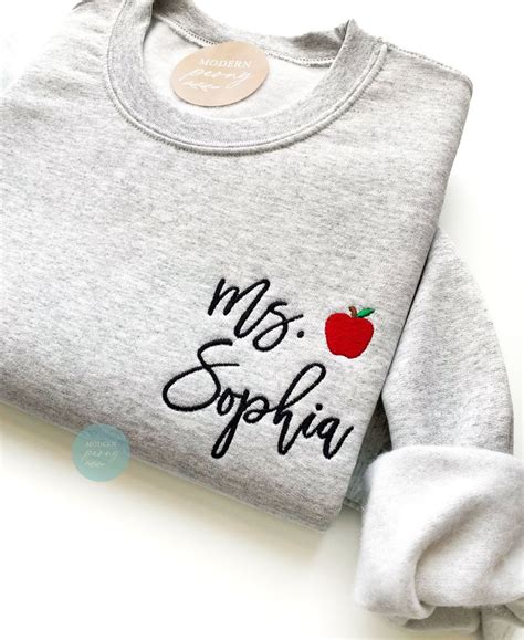 Personalized Teacher Sweatshirt Embroidered Teacher Name Crewneck