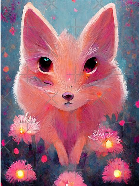 "Portrait Of A Cute Pink FennecFox. Adorable Fox Painting" Poster for ...