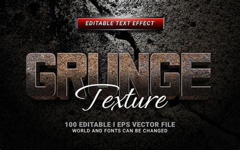 Efecto De Texto Grunge Con Textura De Piedra Vector Premium