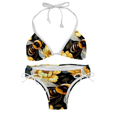 Starry Bees In The Sky Women S Detachable Sponge Adjustable Strap Bikini Set Swimsuit Two Pack