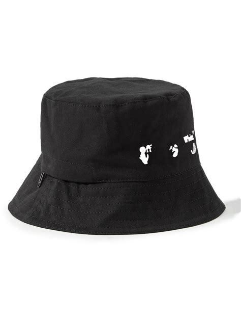 Off White Logo Embroidered Cotton Twill Bucket Hat Off White