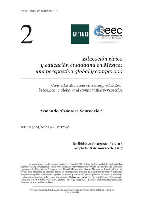 Pdf Educaci N C Vica Y Educaci N Ciudadana En M Xico Una Pdf