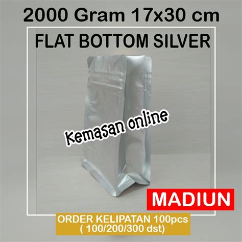 Jual Kemasan Flat Bottom Alumunium Foil Super Padat Silver