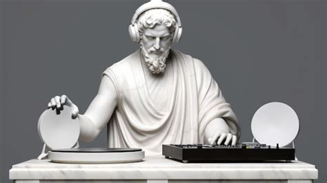 Premium AI Image Antique Marble Sculpture Of A DJ Classical Statue Of